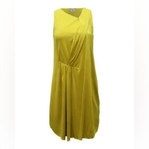 AKRIS PUNTO Sleeveless Yellow Pleated Cocktail Dress Size 12